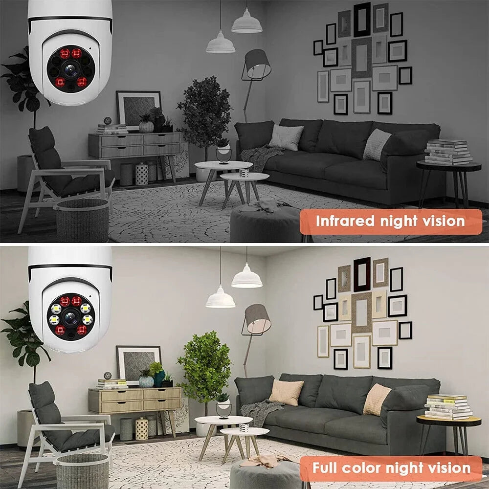 JahyShow 5GHz E27 Light Bulb Camera, 1080P Home Surveillance Cameras Wireless CCTV with 360 Degree Panoramic View Lens, Night Vision, Remote Viewing, Motion Detection, Two Way Audio (2 Pack)