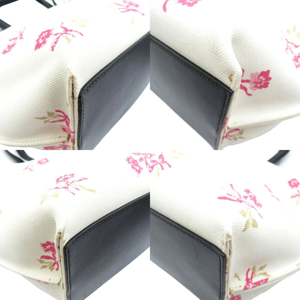 Pre-Owned Loewe Canvas Leather White Pink Black Tote Bag (Good)
