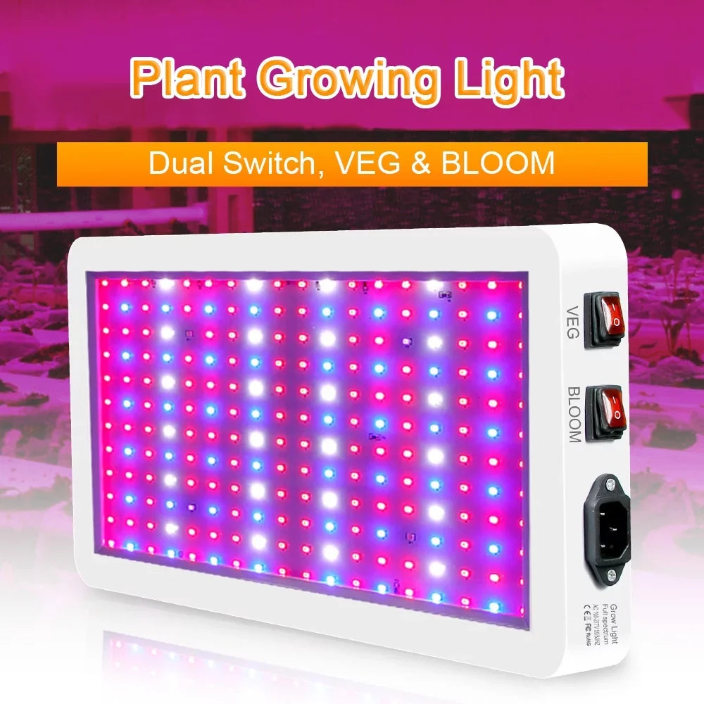 2000W Grow for Indoor Plants 312 LEDs Full Spectrum Veg and Bloom Dual Switch IP65 Fluid Hanging Plant Growing Lamps for Seedlings Flowers Greenhouse