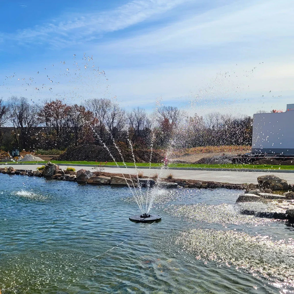 HALF OFF PONDS 1/2 Floating Fountain | 100 foot Cord | 9 Patterns | Surface Aeration for Ponds | AQF6100-100