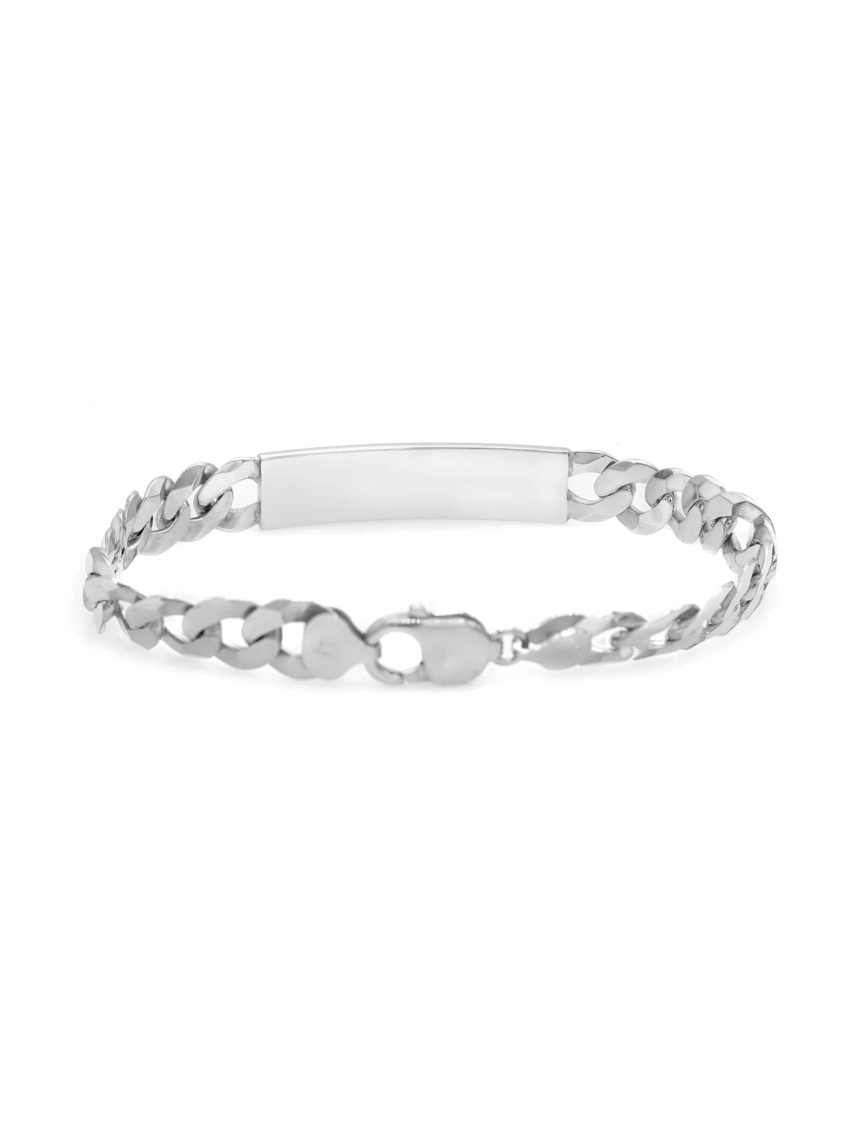 Curb Cuban Link Chain Mens ID Polished Bracelet 925 Sterling Silver 9 Inches