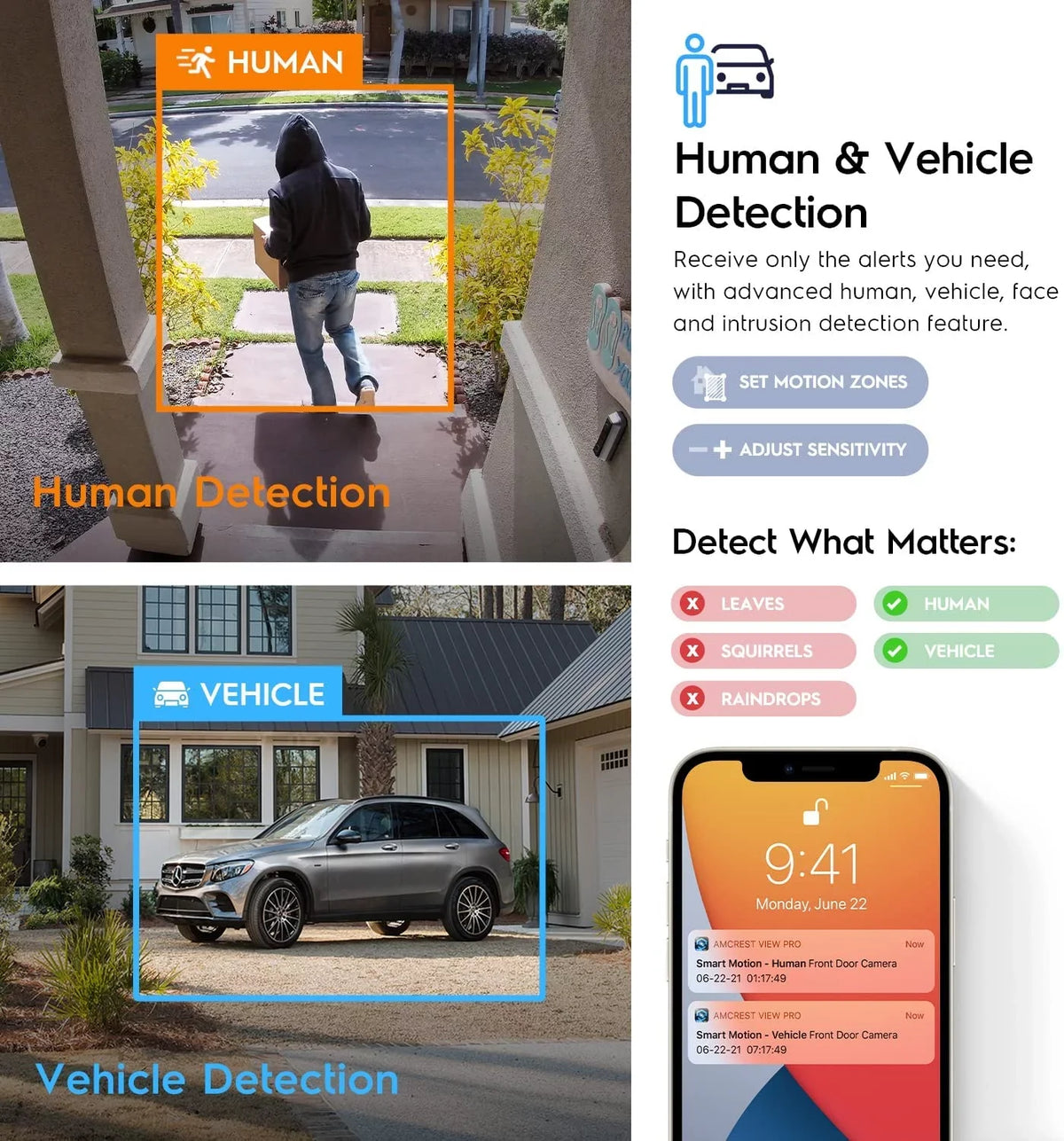 Amcrest 4K POE Camera AI Human/Vehicle Detection, UltraHD 8MP Outdoor Security Turret POE IP Camera, 3840x2160, Wide Angle, IP67 Weatherproof, MicroSD, Built in Mic, White (IP8M-T2669EW-AI) Second-hand