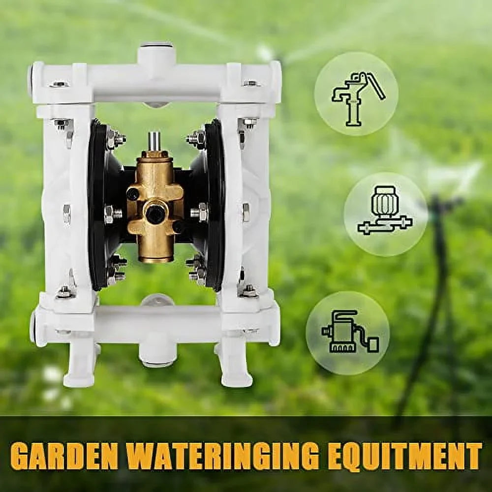 GYZJ Air Operated Double Diaphragm Pump QBK-15 1/2 inch Outlet 12 GPM Pneumatic Transfer Max 115 PSI Industrial Use for Chemical Waste Oil Dual Dissepiment PTFE Nitrile Rubber by Cast Iron