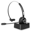 Comfortable Bluetooth Headset, UX-M97 Wireless Headset with Microphone, Wireless Cell Phone Headset with Noise Isolation Mic Charging Base Mute Function for Galaxy J4 With Charging Dock