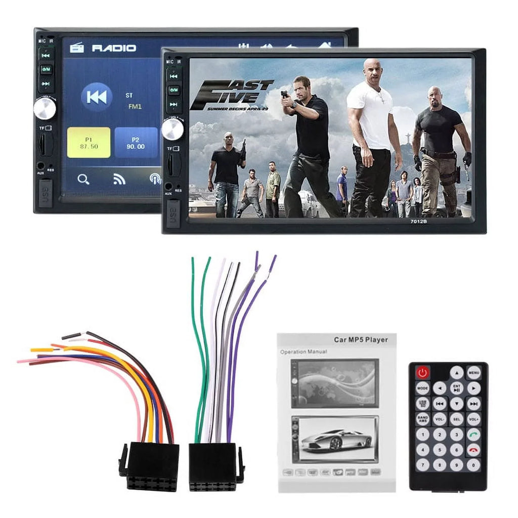 Polarlander Car Stereo Car Audio Double Din 7-inch HD Touch Display Car radio Player with Multimedia SD USB FM AUX MP5/4/3 mirror link function Bluetooth with 4LED backup camera