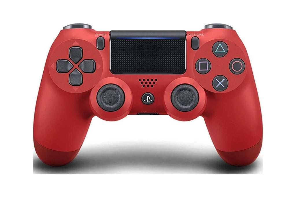 Pre-Owned Dual Shock Red Gaming Controller For PS4 Console + Wired Earbuds BOLT AXTION Bundle (Refurbished: Like New)