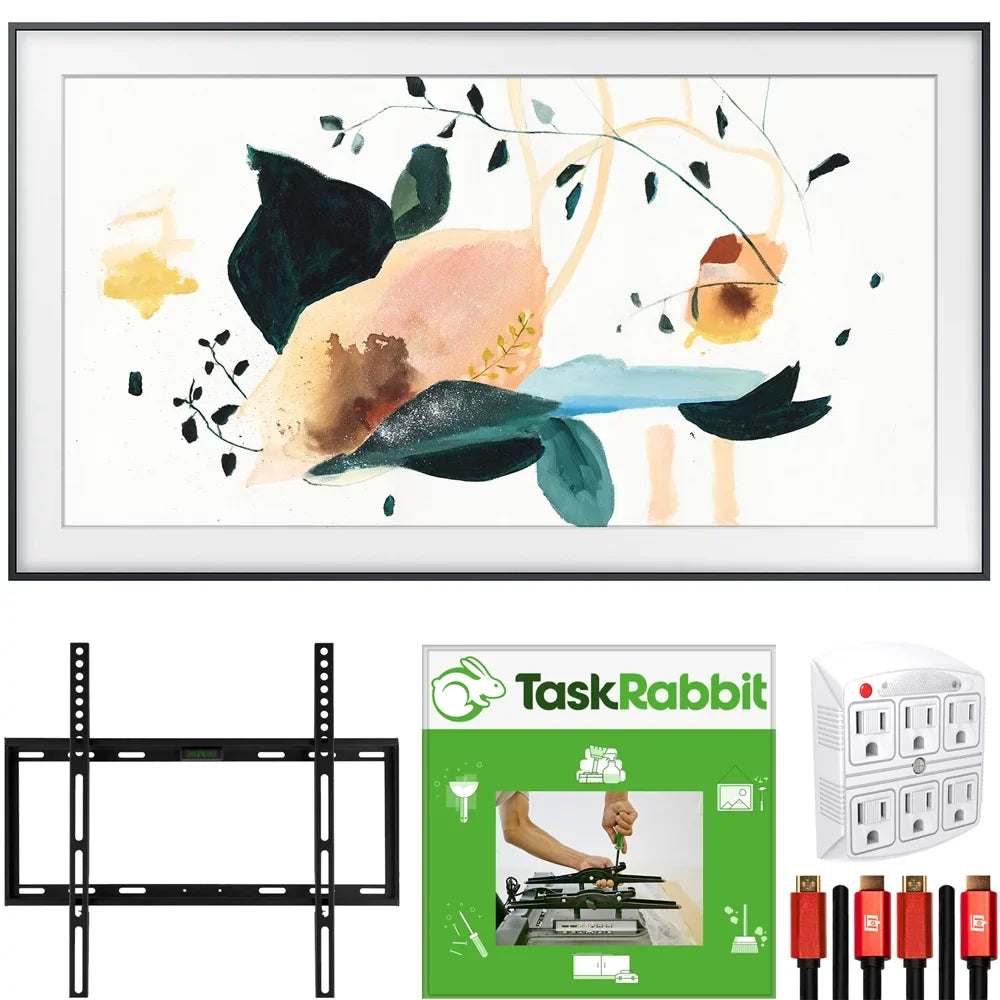 QN65LS03TA The Frame 3.0 65-inch QLED Smart 4K UHD TV (2020 Model) Customizable Frame Bundle with TaskRabbit Installation Services + Deco Gear Wall Mount + HDMI Cables + Surge Adapter