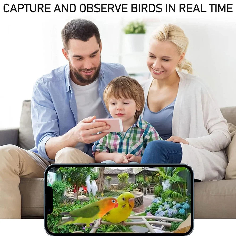 Anself WIFI Smart Bird Feeder Camera 1080P Auto Capture Bird Video Motion Detection Real-time Notification AI Identify Bird Species IP65 Liquid 128G TF Cards for Bird Watching Enthusiasts
