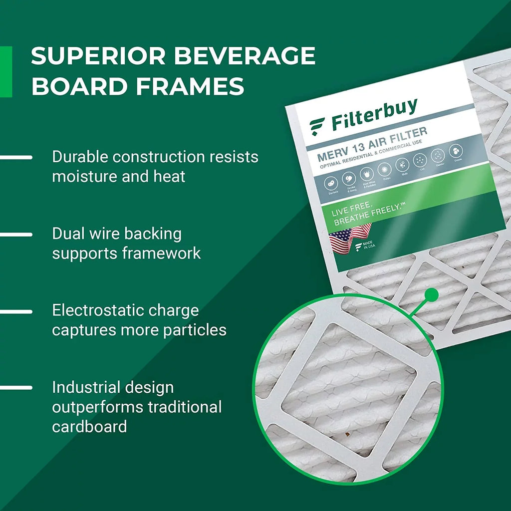 Filterbuy 18x24x1 MERV 13 Pleated HVAC AC Furnace Air Filters (5-Pack)