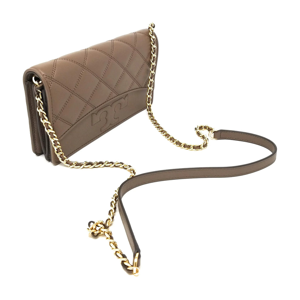 Tory Burch Womens Savannah Chain Flat Wallet (Classic Taupe)