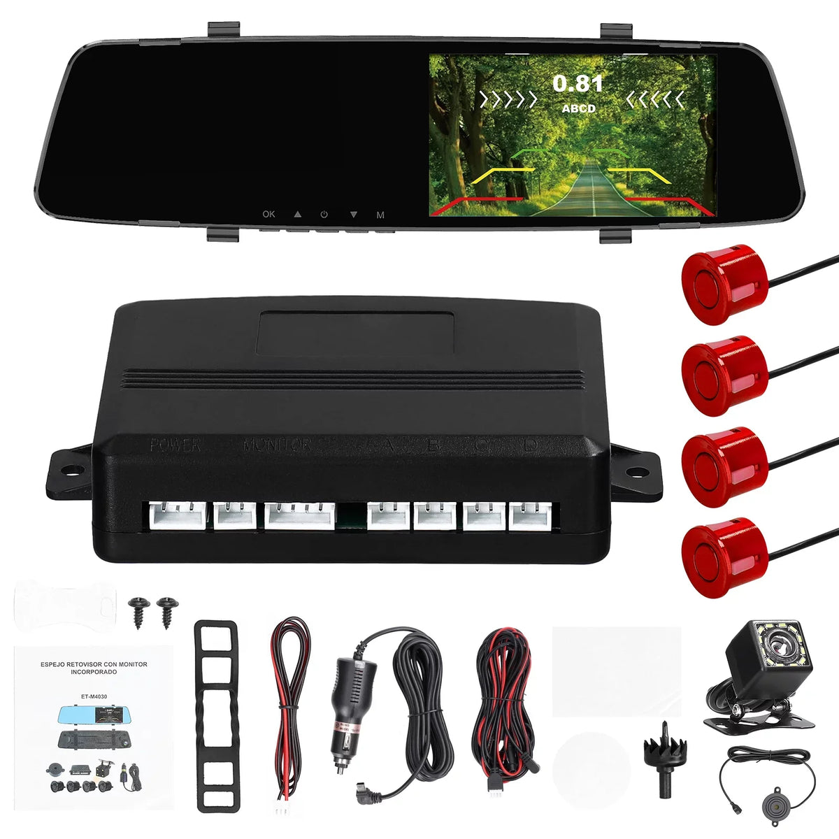 Apexeon Dash Camera,Camera 4.3 Inch Display Support Dash Camera Radars Rear 4.3 Inch Rear Dual Reverse 1080P DVR Dash Dual Camera Reco Dazzduo Dash Cam Rear