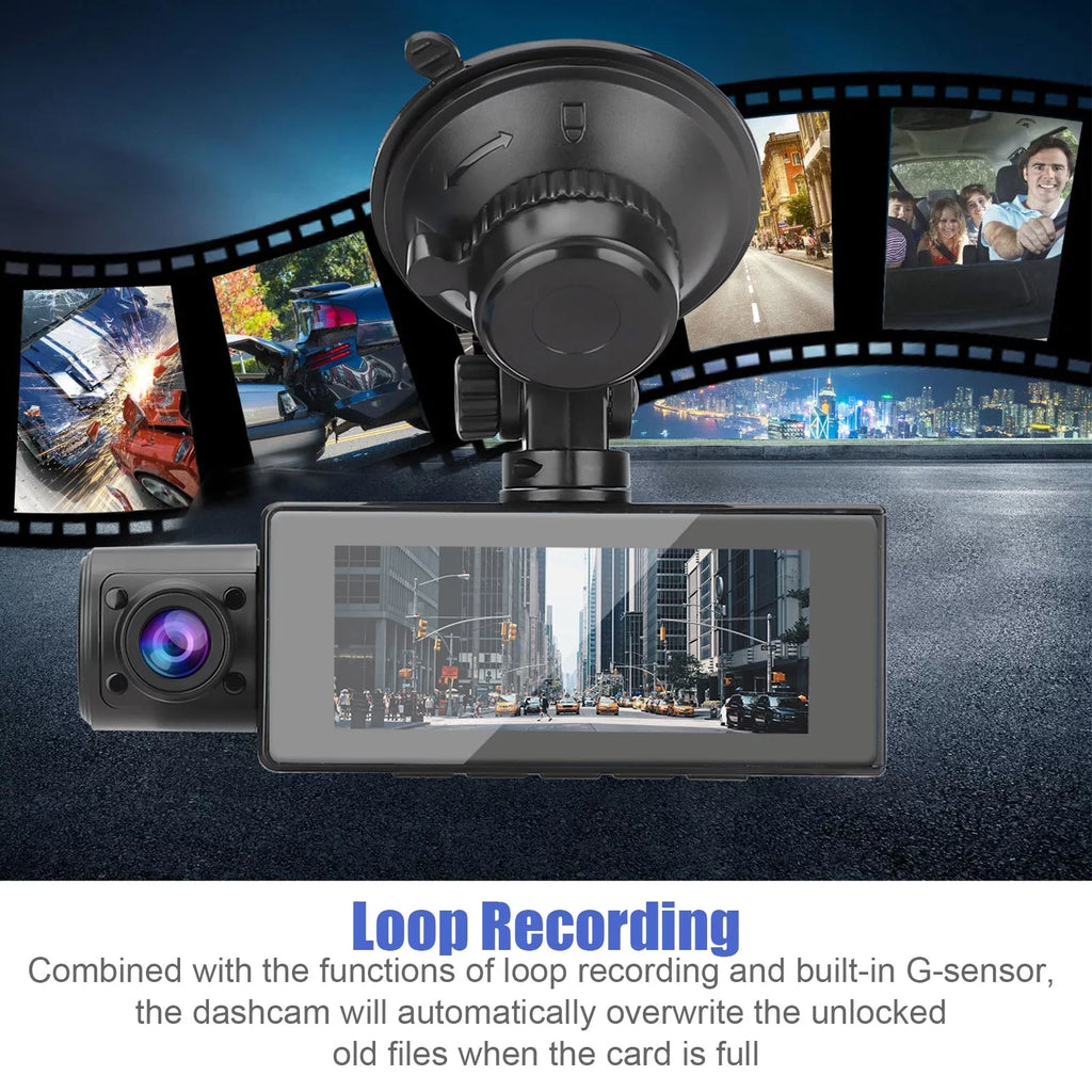 Dual Dash Cam, TSV 1080P Driving Recorder Camera for Cars, 170° Wide Angle Front Inside Camera with 3.16inch Monitor Night Vision, Loop Recording, G-Sensor, Parking Monitor, WDR
