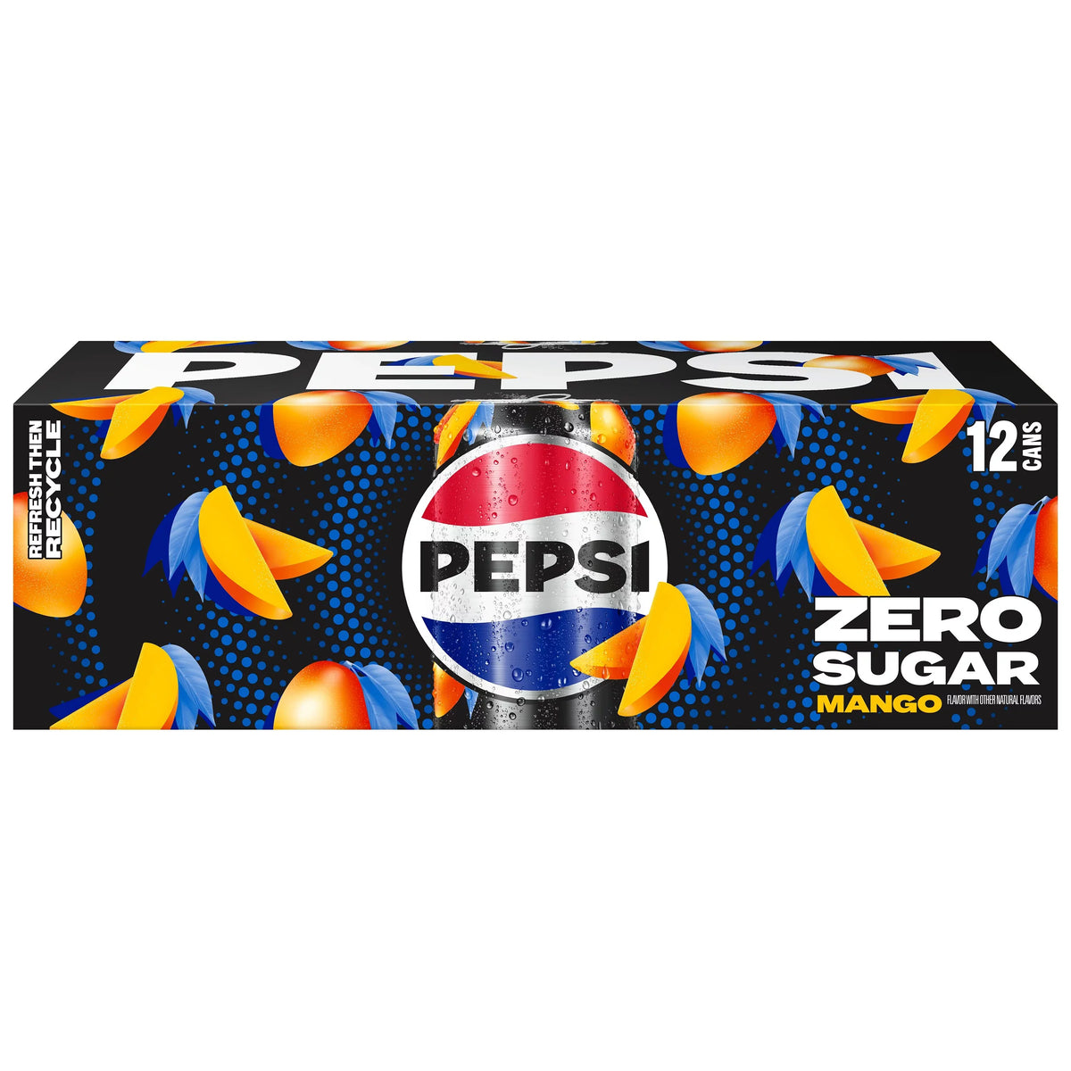 Pepsi Cola Zero Sugar Mango Soda Pop, 12 fl oz, 12 Pack Cans
