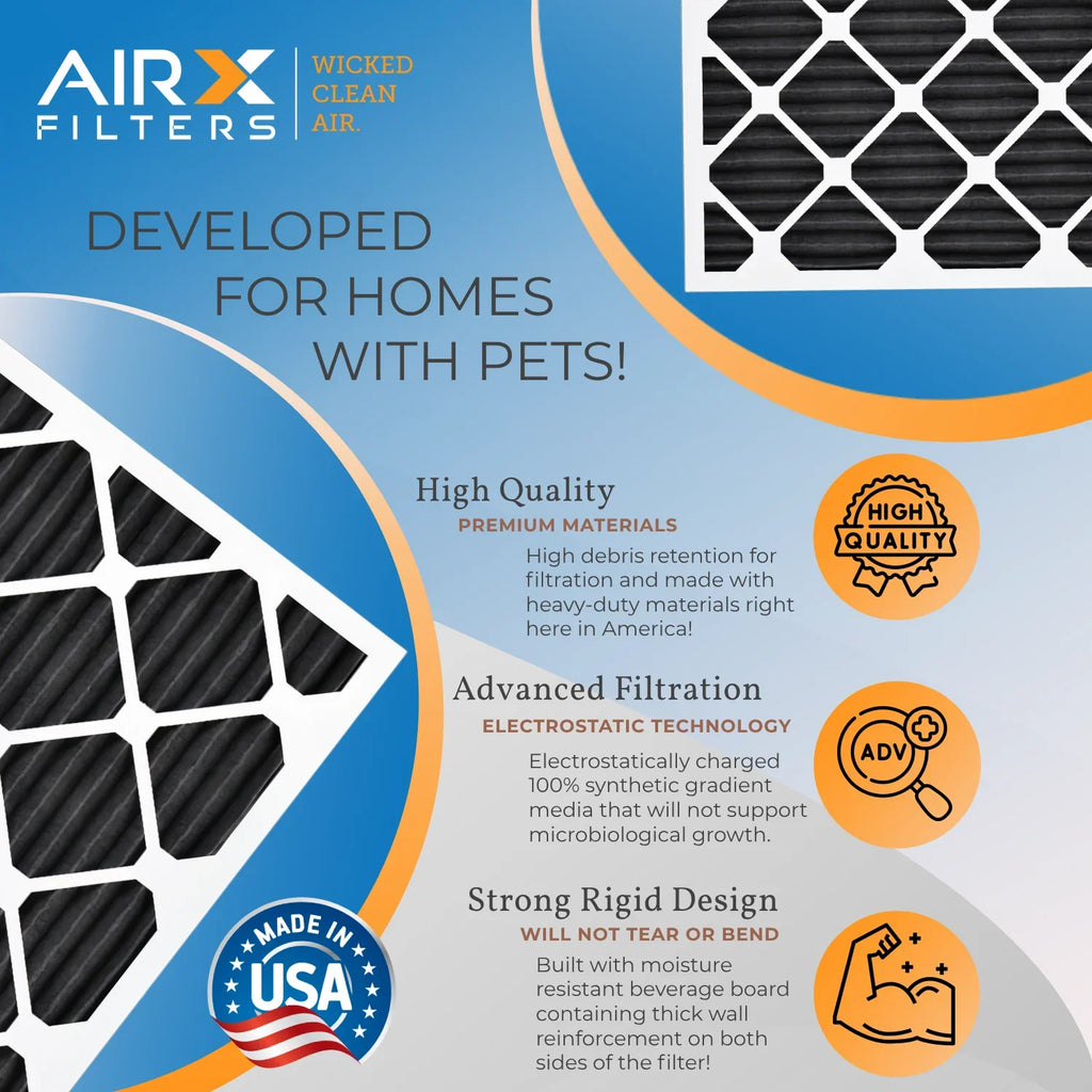 12x12x1 Air Filter Odor Eliminator Carbon Filter MERV 8 Comparable to MPR 700 & FPR 5 AC HVAC Premium USA Made 12x12x1 Furnace Filters by AIRX FILTERS WICKED CLEAN AIR. 6 Pack