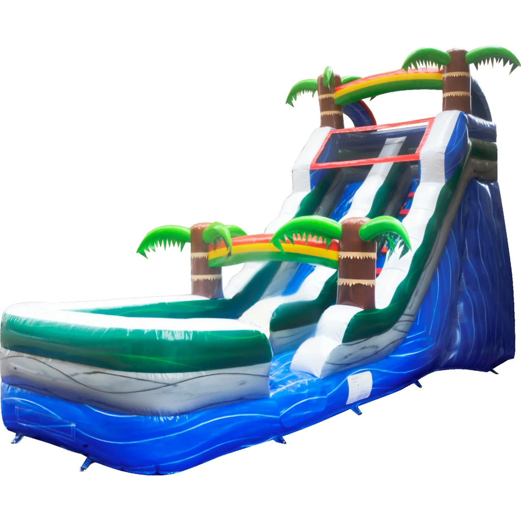 GOOSH 16 ft Palm Tree Inflatable Fluid Slide with Air Blower, Kids Blow Up Liquid Slide, Outdoor Commercial Liquid Slide-Climbing Wall, Slides & Splash Pool