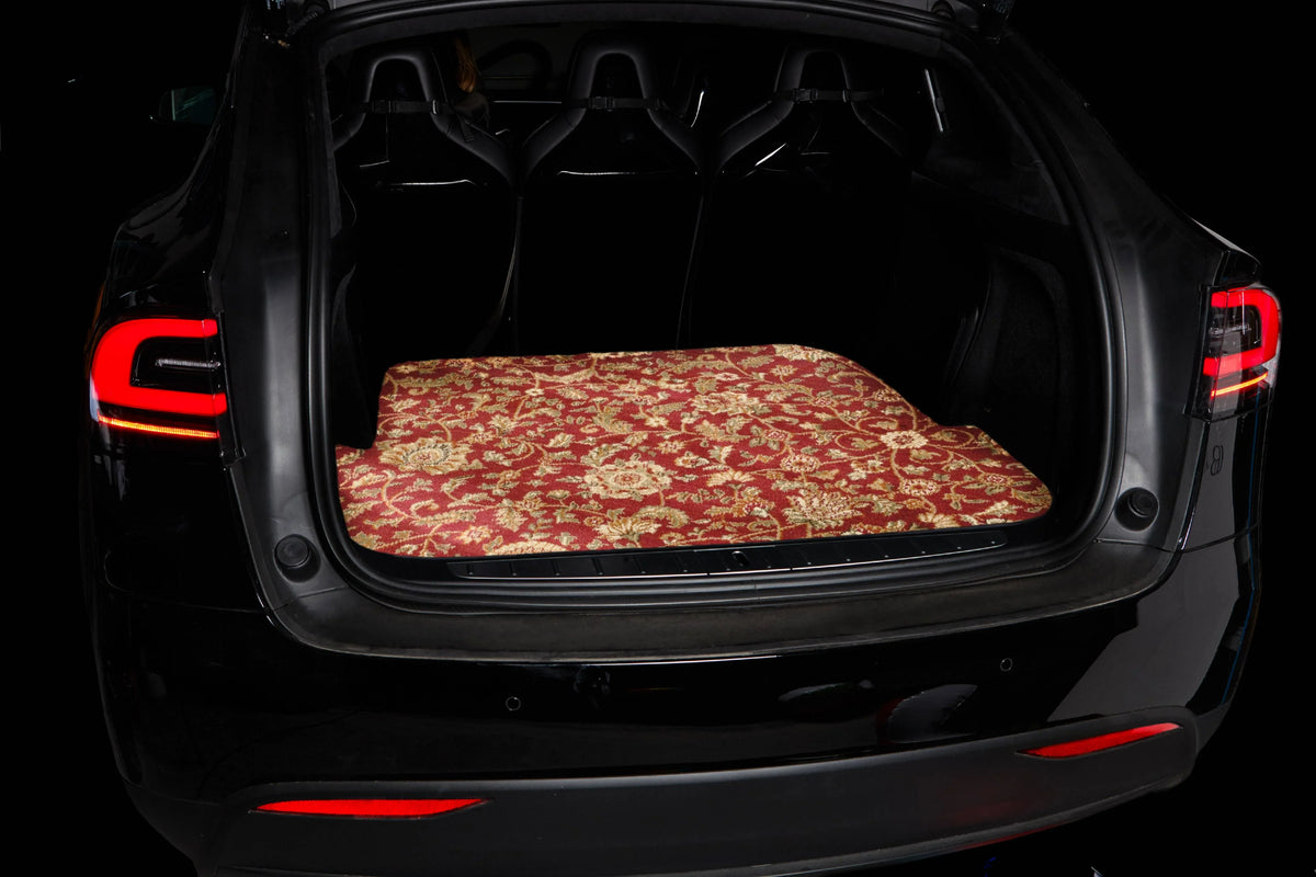 GGBAILEY Ford Explorer Red Oriental Car Mats, Custom Fit for 2011, 2012, 2013, 2014, 2015, 2016, 2017, 2018, 2019 - Large Trunk / Cargo Carpet Car Mat with Rear Seat Down