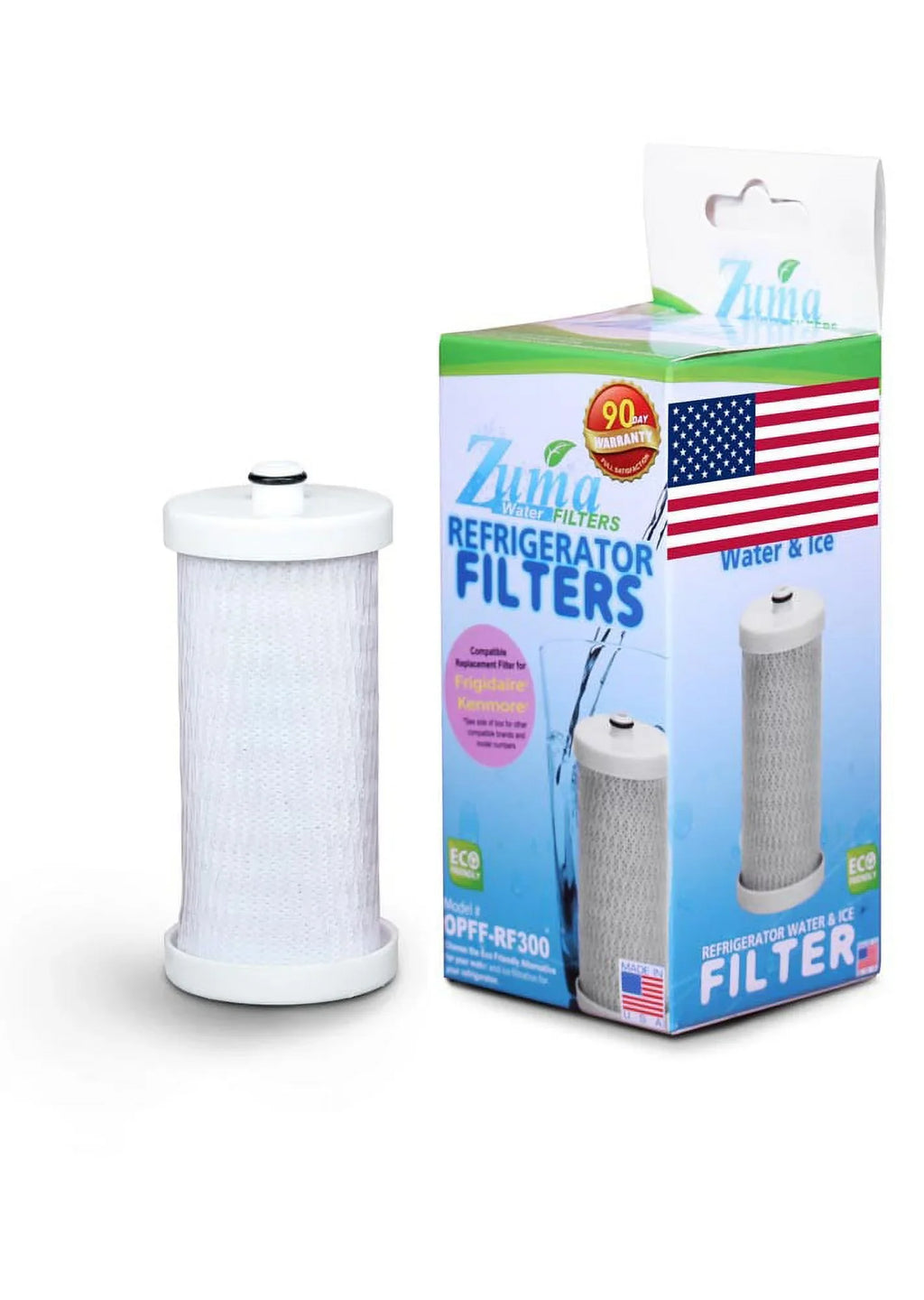 ZUMA Brand , Fluid and Ice Filter , Model # OPFF-RF300 , Compatible with Frigidaire® RF-100 - 994 - Made in U.S.A.