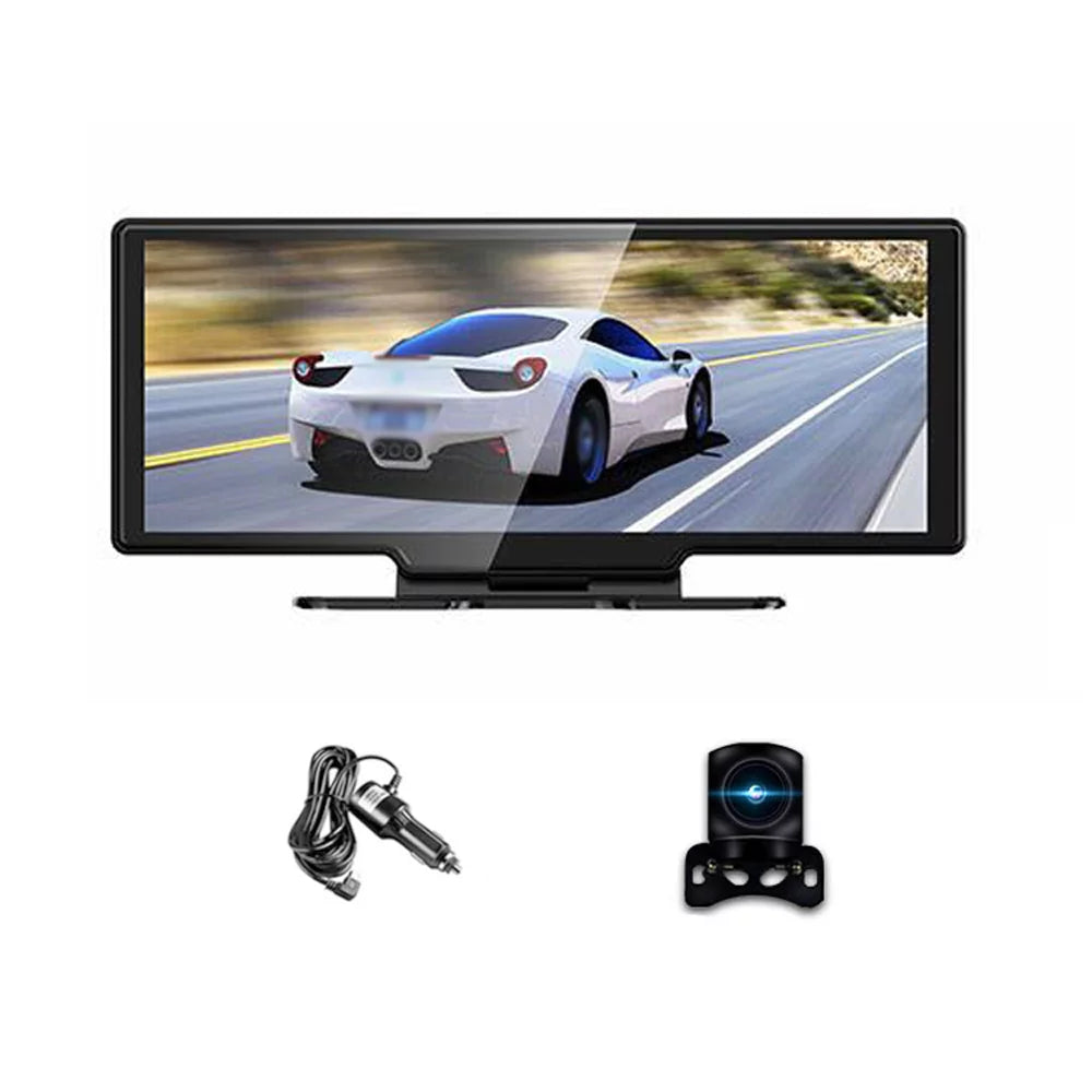 4K Front & Rear DVR Dash Camera with 10.26 Inch Display - Android Auto Compatible, Built-in WiFi, G-Sensing, Loop Recording, Hands-Free Calling