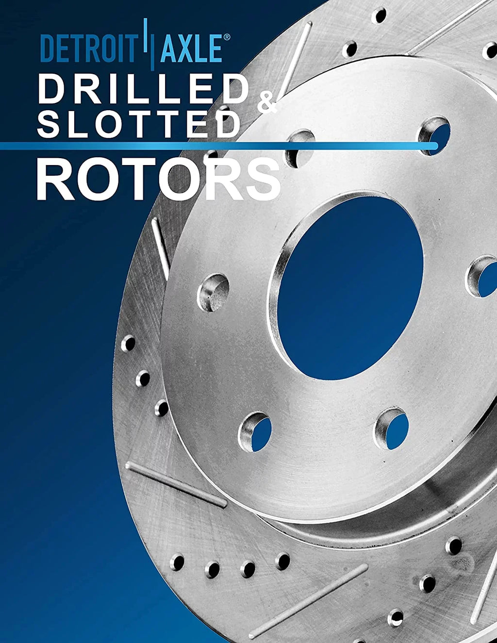 Detroit Axle - Brake Kit for Chevy GMC Silverado Sierra 1500 Suburban Yukon XL Avalanche Tahoe Cadillac Escalade ESV EXT Drilled & Slotted Brake Rotors Ceramic Brakes Pads Front and Rear