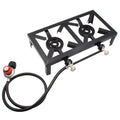 Anself Propane Gas Double Cast Iron Stove for Patio Camping BBQ Cooking (Standard), Sturdy and Reliable Furnace for Cooking Needs