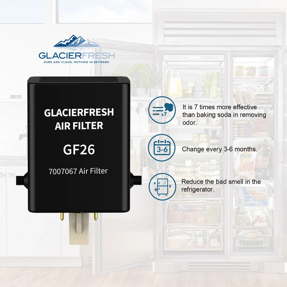 GLACIER FRESH Air Filter Replacement for Refrigerator 7007076 Air Filter, 2 Pack
