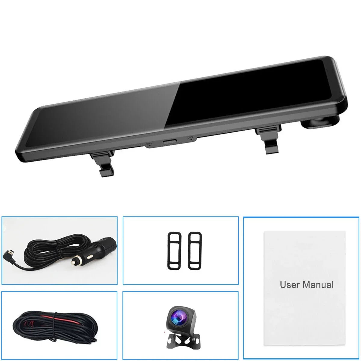 Ele-mall 4K Car Dual Dash Cam, 12inch Touch Monitor Front Rear Dual Dash Camera for Car w/Night Vision Backup Camera G-Sensor Wide Angle