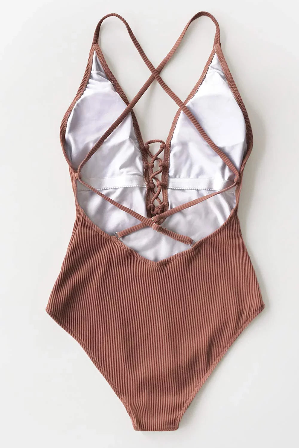 Cupshe Women's Solid Color V Neck One Piece Swimsuit Lace up Monokini