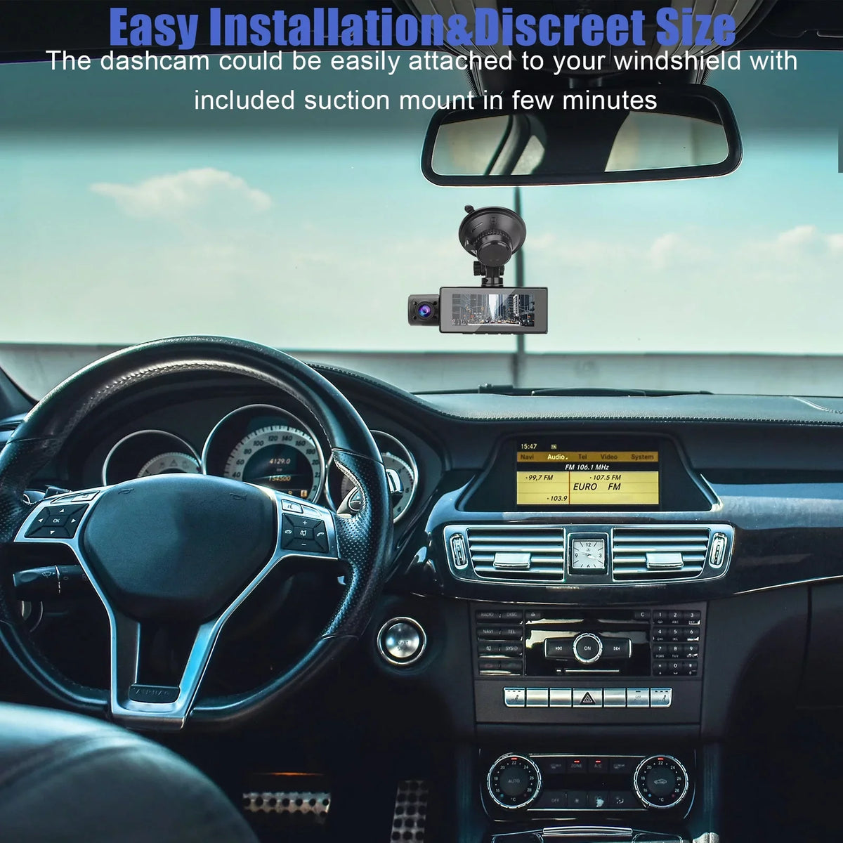 Dual Dash Cam, TSV 1080P Driving Recorder Camera for Cars, 170° Wide Angle Front Inside Camera with 3.16inch Monitor Night Vision, Loop Recording, G-Sensor, Parking Monitor, WDR