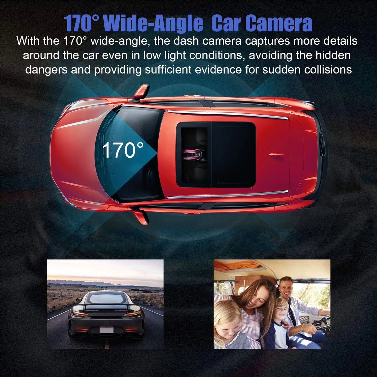 Dual Dash Cam, TSV 1080P Driving Recorder Camera for Cars, 170° Wide Angle Front Inside Camera with 3.16inch Monitor Night Vision, Loop Recording, G-Sensor, Parking Monitor, WDR
