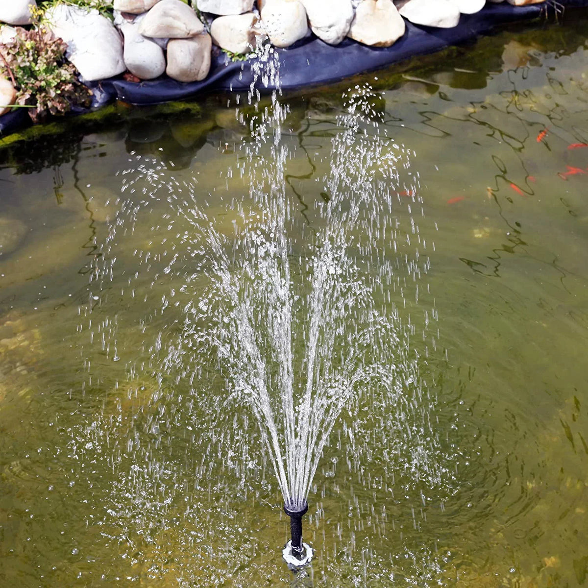 25W Solar Fluid Pump KIT: DC Dry-Run Protection Liquid Pump 370GpH with 18V 25W Solar Panel for Fountain, Fish Pond, and Aquarium (No Backup Battery)