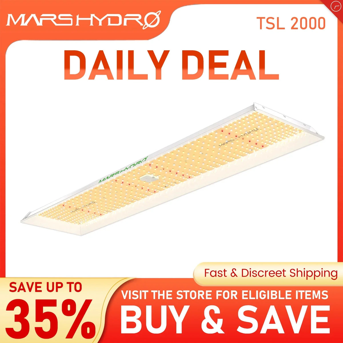 2023 Mars Hydro TSL 2000 LED Grow Light Full Spectrum Sunlike Spectrum 300W Dimmable LED Grow Light Max Yield 2.5g/W High PPE