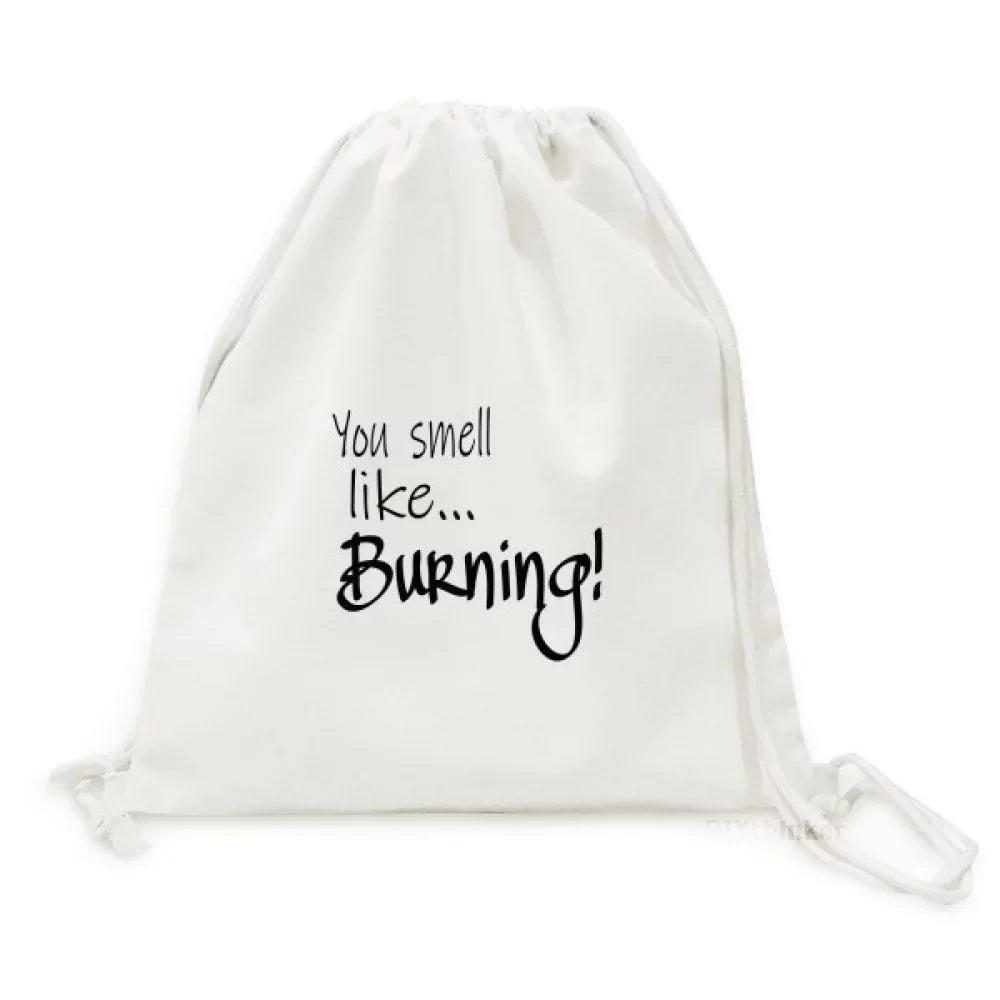 Small Like Burning Art Deco Fashion Backpack Canvas Drawstring Reusable Mesh Shopping Bag