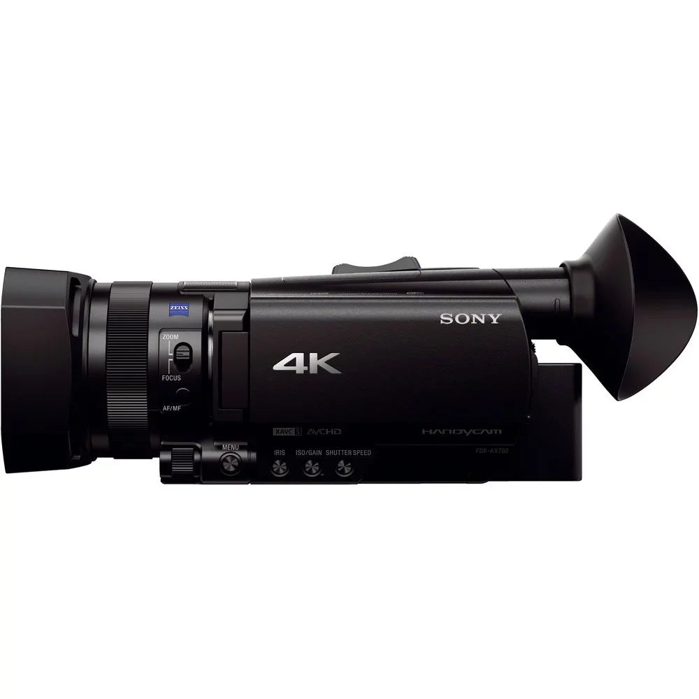 Handycam FDR-AX700 4K HD Video Camera Camcorder + 2 Extra Batteries and Charger + 128GB Memory Card + Case + M