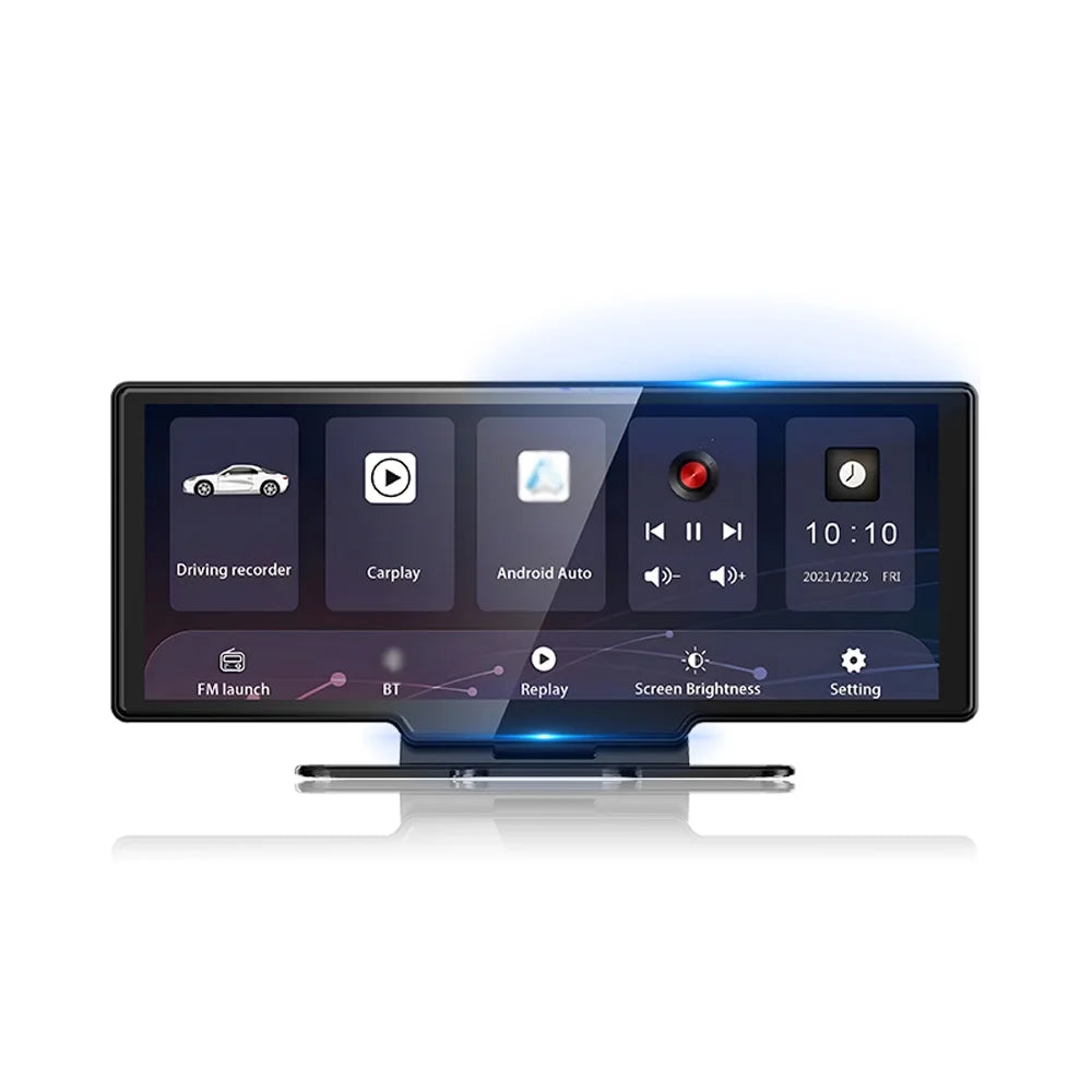 4K Front & Rear DVR Dash Camera with 10.26 Inch Display - Android Auto Compatible, Built-in WiFi, G-Sensing, Loop Recording, Hands-Free Calling