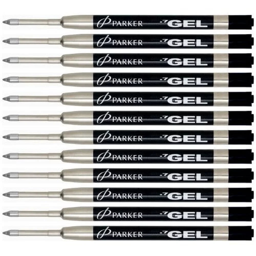 Parker Gel Rollerball Refill for Roller Ball Pens Medium Point Black Ink 12-Total refills