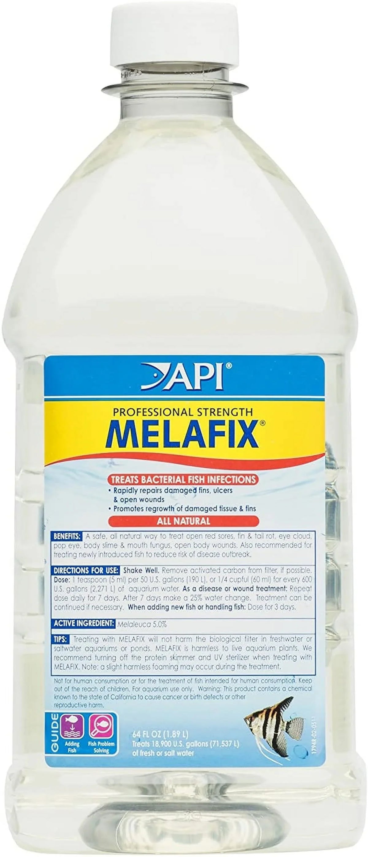 API MelaFix Treats Bacterial Infections for Fluid and Liquid Aquarium Fish [Aquarium Bacteria and Fungus Care, Aquarium Supplies] 128 oz (2 x 64 oz)