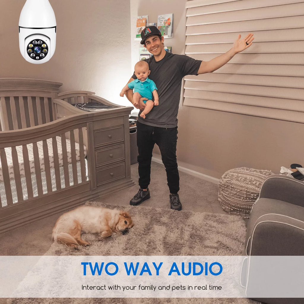 JahyShow 5GHz E27 Light Bulb Camera, 1080P Home Surveillance Cameras Wireless CCTV with 360 Degree Panoramic View Lens, Night Vision, Remote Viewing, Motion Detection, Two Way Audio (2 Pack)
