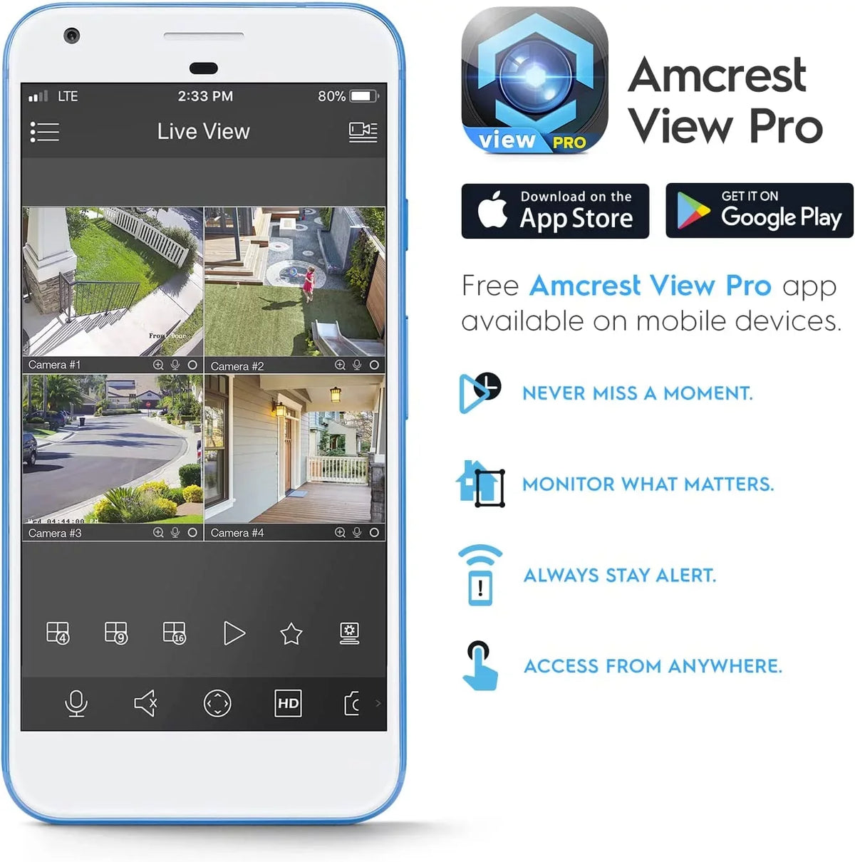 Amcrest 4K POE Camera AI Human/Vehicle Detection, UltraHD 8MP Outdoor Security Turret POE IP Camera, 3840x2160, Wide Angle, IP67 Weatherproof, MicroSD, Built in Mic, White (IP8M-T2669EW-AI) Second-hand