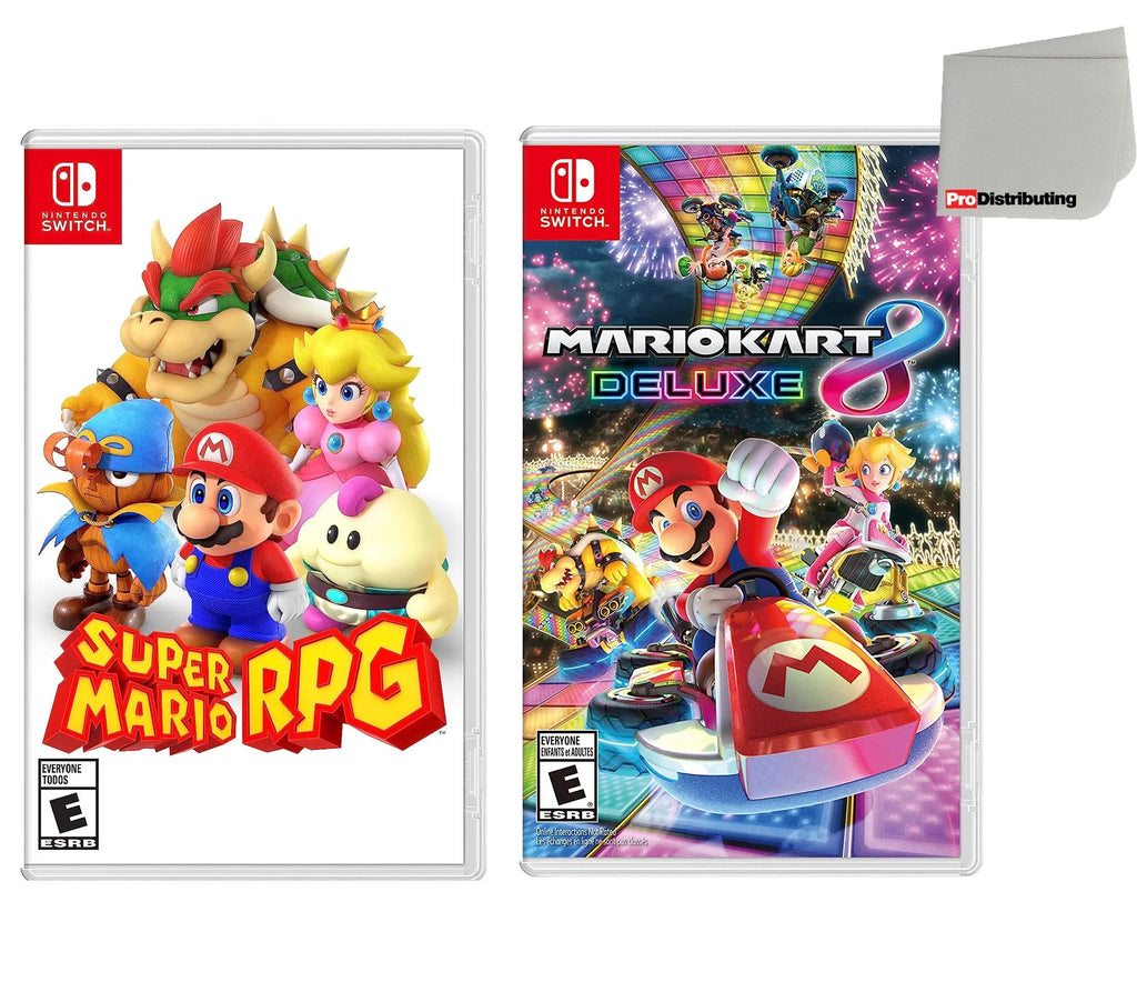 Super Mario RPG and Mario Kart 8 Two Game Bundle - Nintendo Switch with Monitor Cleaning Cloth