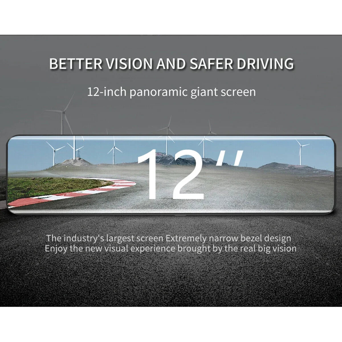 Ele-mall 4K Car Dual Dash Cam, 12inch Touch Monitor Front Rear Dual Dash Camera for Car w/Night Vision Backup Camera G-Sensor Wide Angle