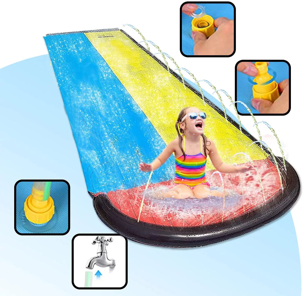 Vivazy 15.5ft Summer Backyard Quality PVC Smooth Slick , Liquid Slides Inflatable Crash Pad