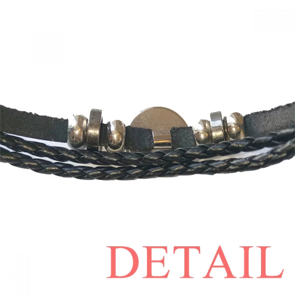 Verlion Aquamarine Chinese Style Liquid Bracelet Braided Leather Woven Rope Wristband