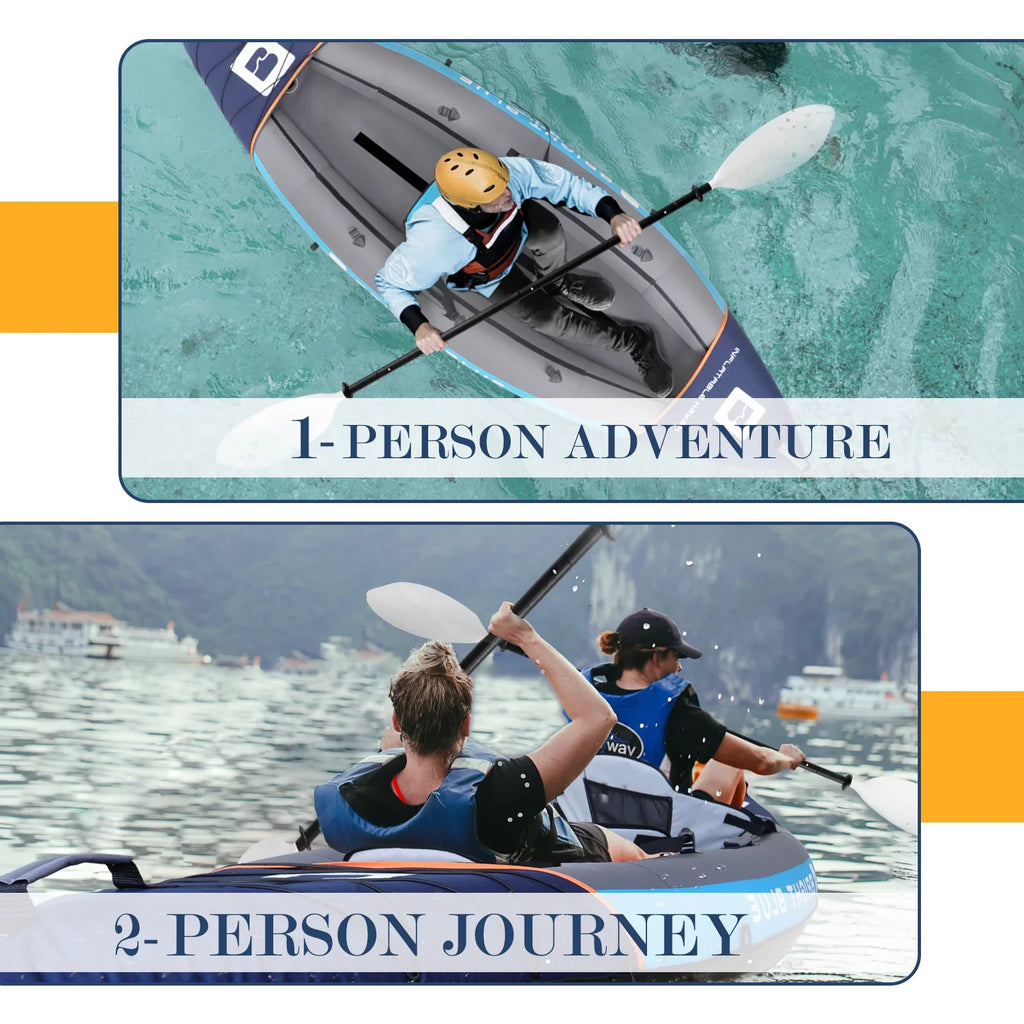 WHDZ 2 Person Inflatable Kayak for Adults Polyester Travel Entertainment Small River or Lake Blue