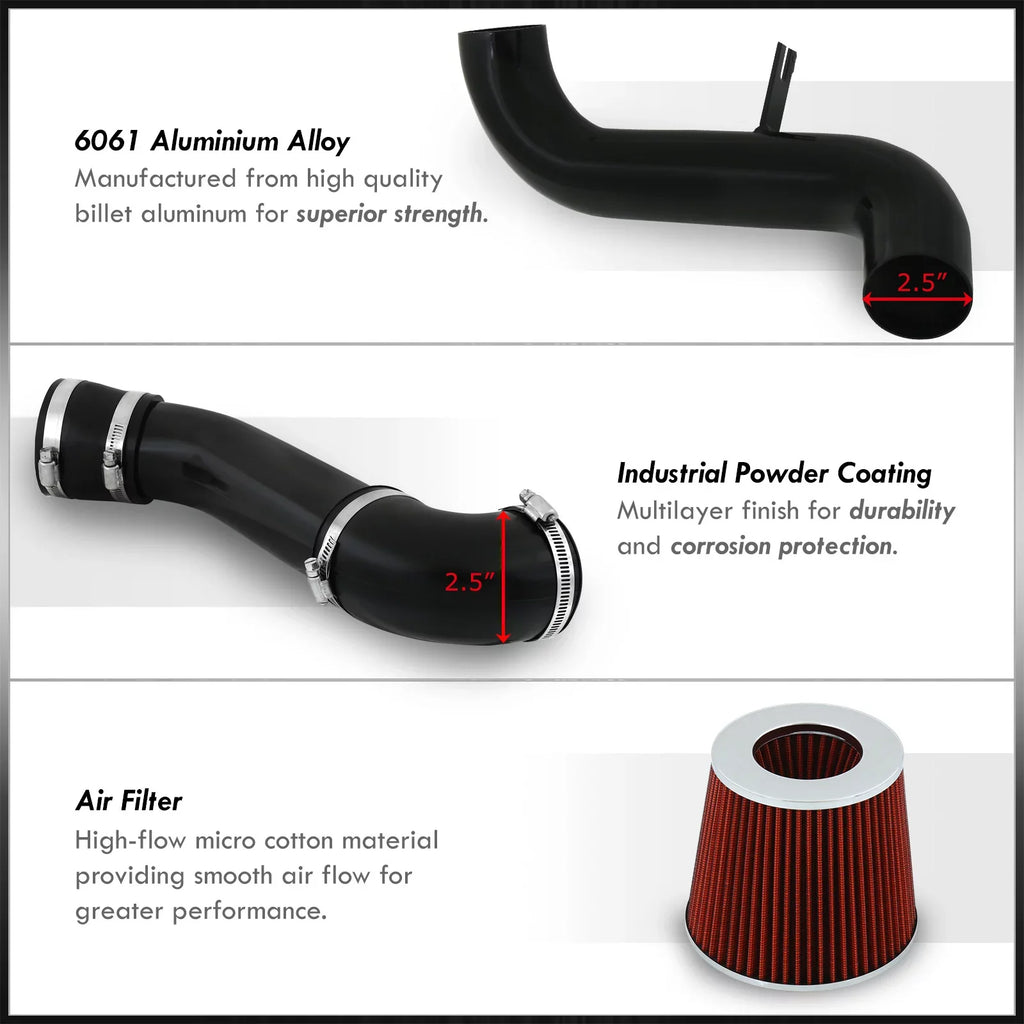 AJP Distributors Cold Air Intake CAI JDM Induction System Black Aluminum Piping Tube + Filter Compatible/Replacement For Mitsubishi Eclipse Galant 2.4L L4 3.0L V6 1999 2000 2001 2002 2003 2004 2005