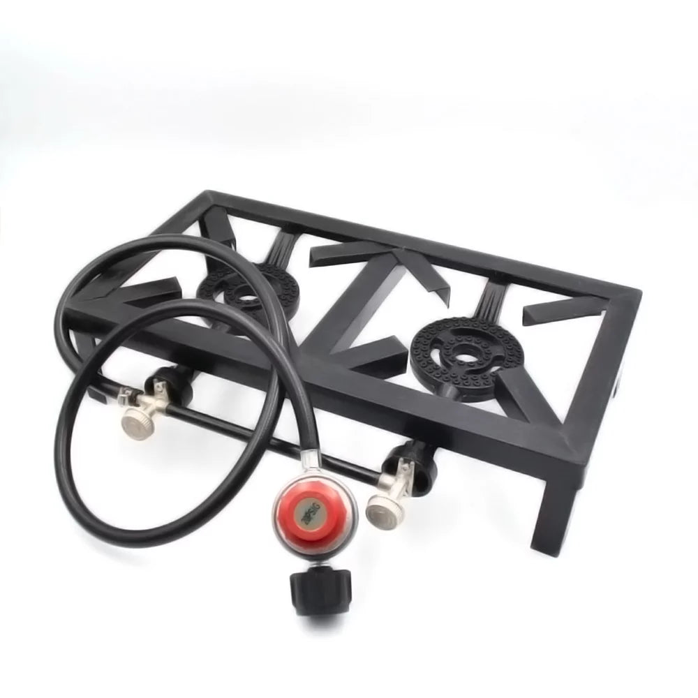 Apexeon Propane Gas Double Cast Iron Stove for Patio Camping BBQ Cooking ( Standard)