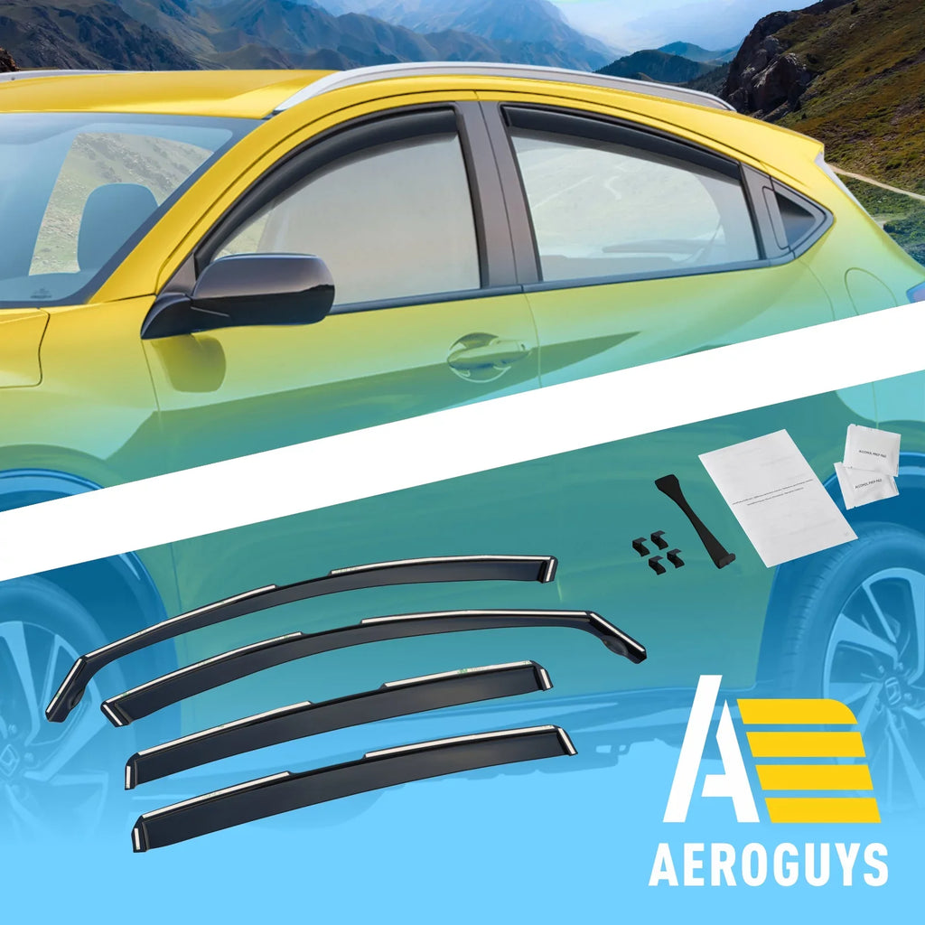 AEROGUYS In-Channel Window Deflectors Extra Long-lasting Window Visors Rain Guards Fit for Honda HR-V 2016-2022, Sun Visors, Wind Vent Visors, Car Accessories - 4 pcs. AG0157