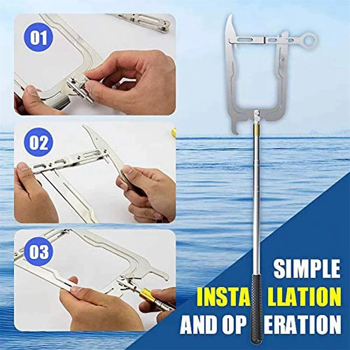 Telescopic Boat Hook Dock Hook Threader suitable for Docking Hook and Moor, Excellent Efficiency