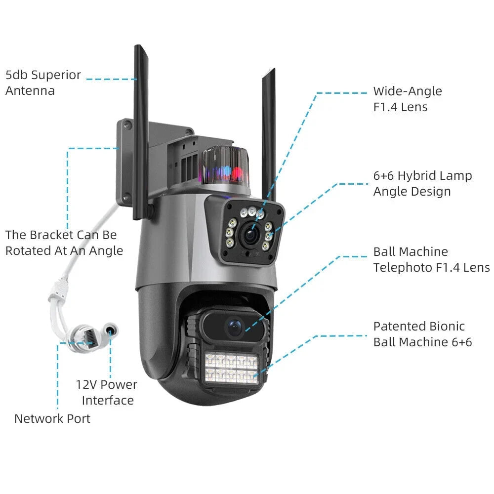 IP66 Outdoor Fluid Camera Real-time Two-Way Audio Enhanced Dual Antenna TF Card Slot 1080P HD