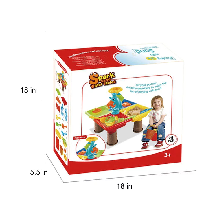 Mundo Toys Beach Toys Sand Liquid Activity Table Set 25 Pcs with Dolphin