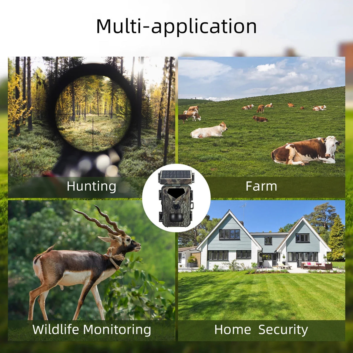 TOMSHOO Trail Camera Solar Powered 20MP 1080P Game Camera 0.3s Trigger Time Hunting Cam with Night Vision Motion Activated IP65 Liquid Loop Recording for Wildlife